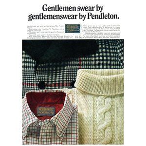 1969 Gentlemen Swear by Pendleton Color Vintage Print Ad Sweater Oxford Sir